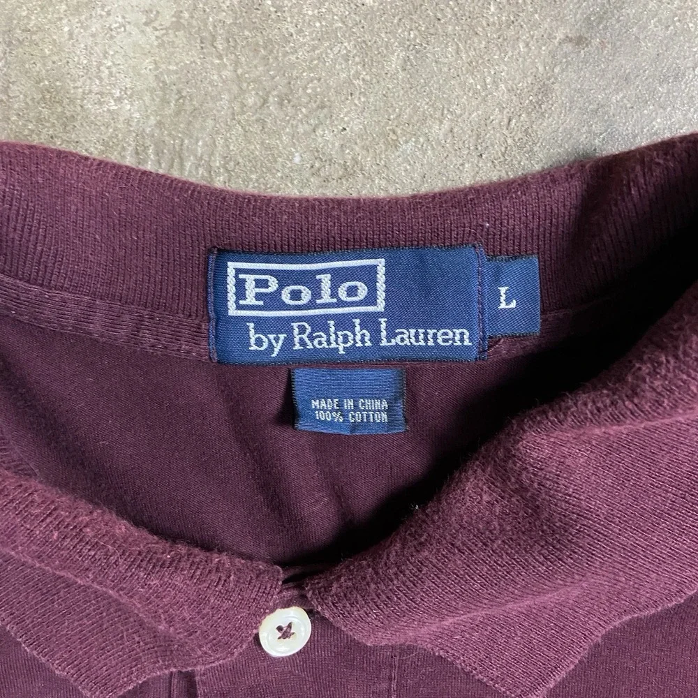 Polo Ralph Lauren Polo Shirt Size Large Maroon Embroidered Green Pony‎ Logo
